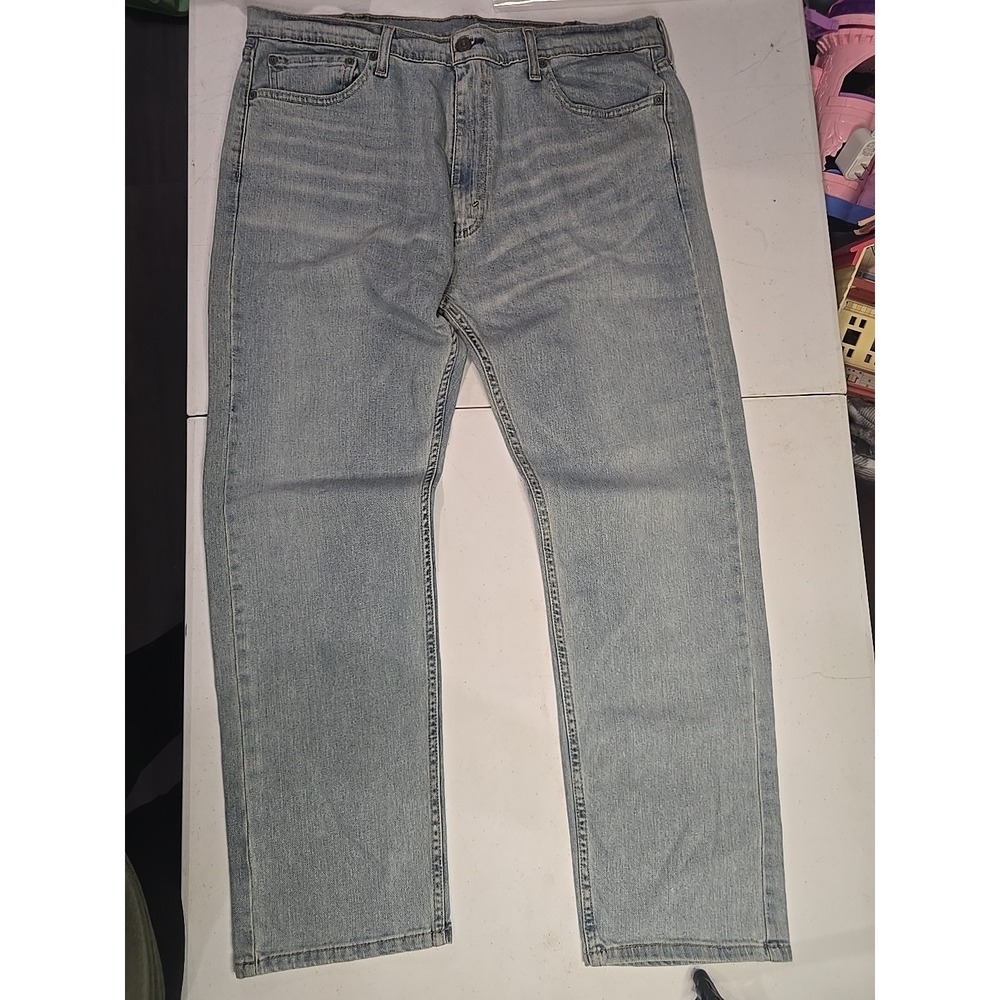 Levis 505 Jeans Mens 40x30 Blue‎ Light Wash Straight Stretch WaterLess Denim